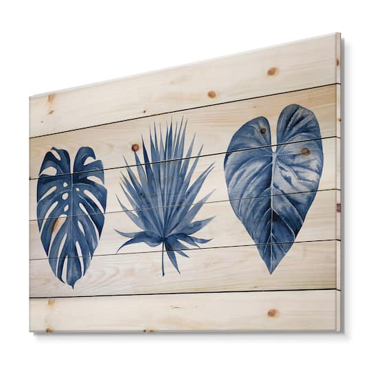 Designart - Classic Blue Tropical Leaves
